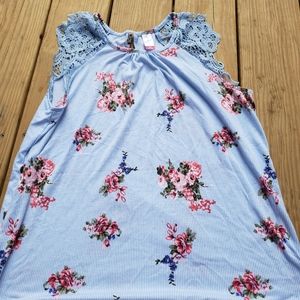 L Blue Flowered Blouse